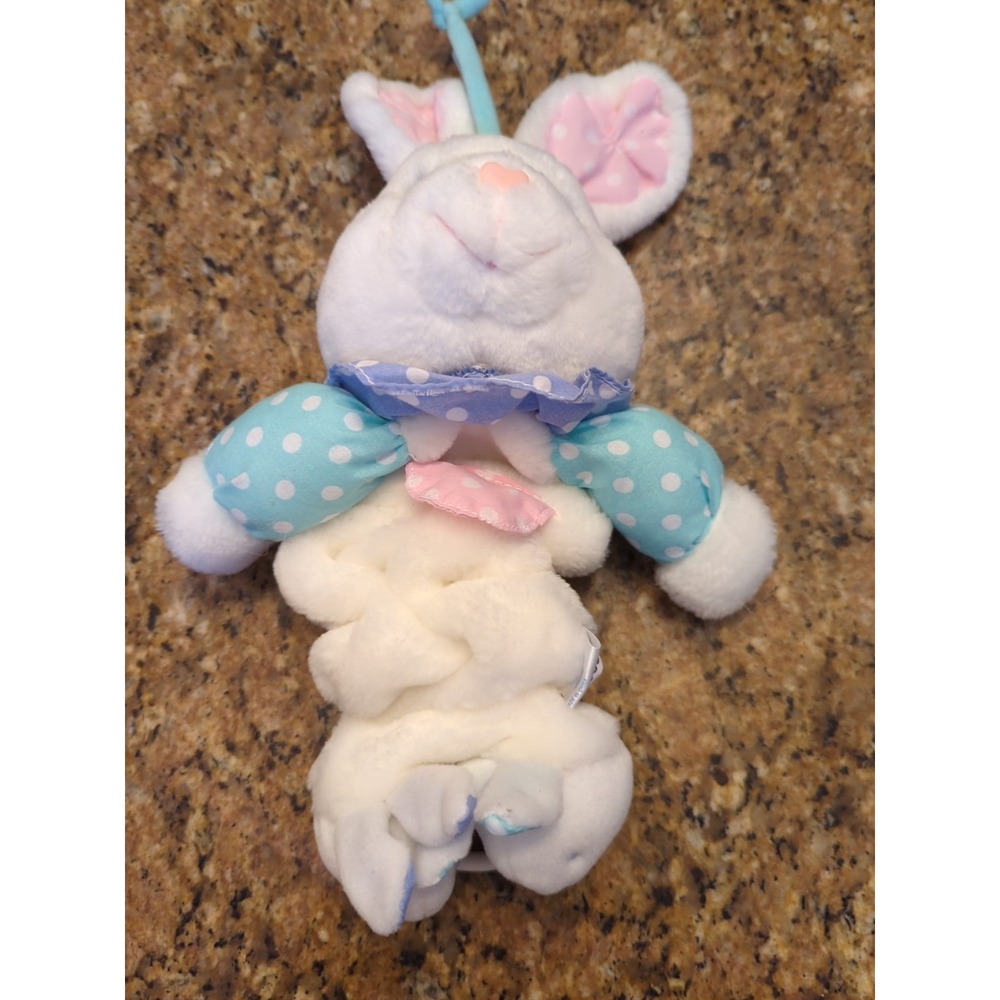 Vintage First Peek Bunny Rabbit Polka Dot Plush Musical Crib Pull, Style 2930